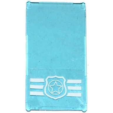 trans-light blue glass for window 1 x 4 x 6 with police badge on 3 white stripes pattern sticker - set 60069