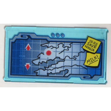 trans-light blue glass for window 1 x 4 x 6 with map screen and 01-20 save ninja and milk! sticky notes pattern sticker - set 70596