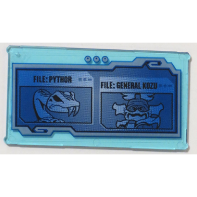 trans-light blue glass for window 1 x 4 x 6 with screen with file: pythor and file: general kozu pattern sticker - set 70596