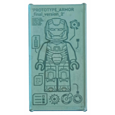 trans-light blue glass for window 1 x 4 x 6 with iron man armor prototype_armor _final_version_2 pattern sticker - set 76167