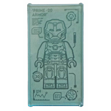 trans-light blue glass for window 1 x 4 x 6 with iron man armor prime -20 armor pattern sticker - set 76167