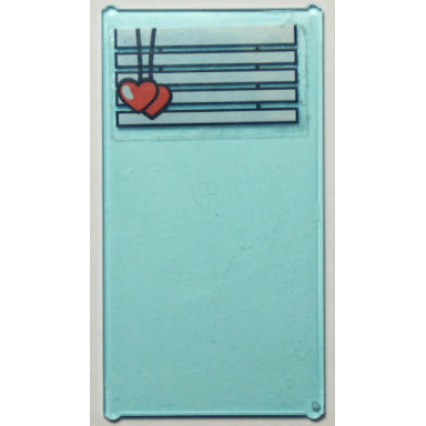 trans-light blue glass for window 1 x 4 x 6 with white venetian blinds straight with coral hearts drawstring pattern sticker - set 41394