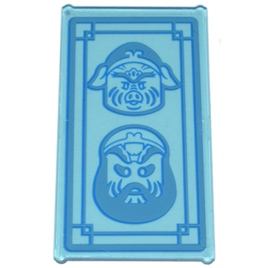 trans-light blue glass for window 1 x 4 x 6 with blue geometric border and classic pigsy and sandy portraits pattern sticker - set 80036