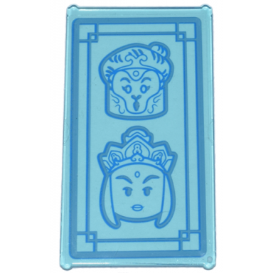 trans-light blue glass for window 1 x 4 x 6 with blue geometric border and classic monkey king and tripitaka portraits pattern sticker - set 80036