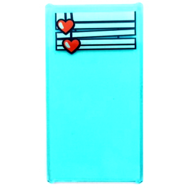 trans-light blue glass for window 1 x 4 x 6 with white venetian blinds crooked with coral hearts drawstring pattern sticker - set 41394