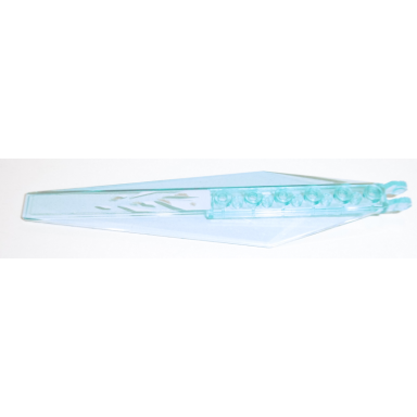 trans-light blue hinge plate 3 x 12 with angled side extensions and tapered ends with silver and white ice highlights pattern sticker - set 70673