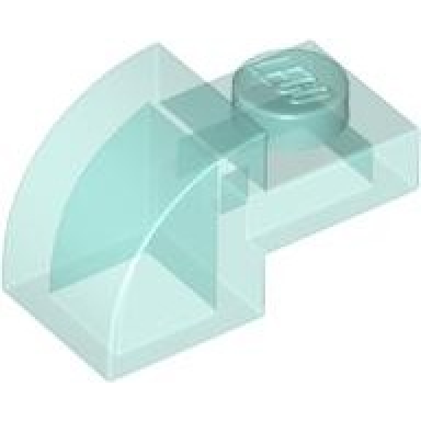 trans-light blue slope curved 2 x 1 with recessed stud
