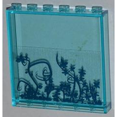 trans-light blue panel 1 x 6 x 5 with ivy plants pattern sticker - set 6860