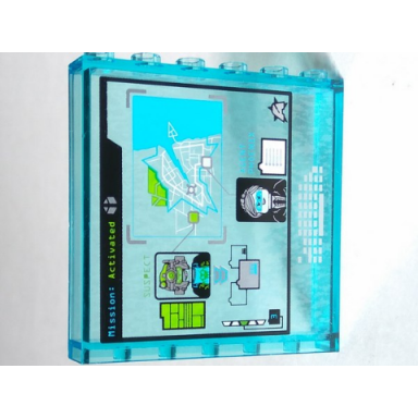 trans-light blue panel 1 x 6 x 5 with map computer screen keyboard agent phoenix and suspect pattern sticker - set 70165