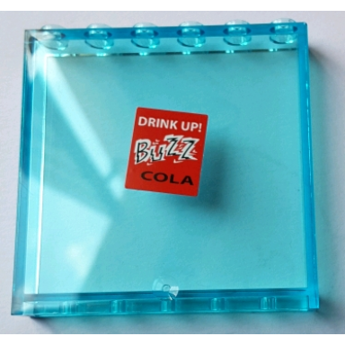 trans-light blue panel 1 x 6 x 5 with drink up! buzz cola pattern sticker - set 71016