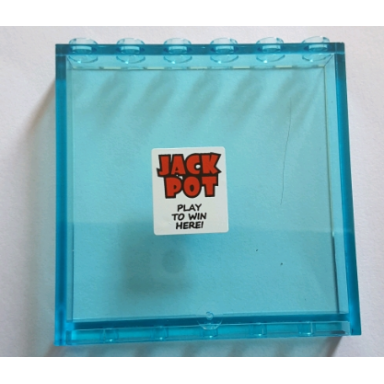 trans-light blue panel 1 x 6 x 5 with jack pot play to win here! pattern sticker - set 71016