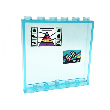 trans-light blue panel 1 x 6 x 5 with food pyramid and weights poster pattern on inside stickers - set 41318