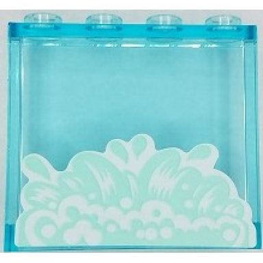 trans-light blue panel 1 x 4 x 3 with side supports - hollow studs with splashing water pattern sticker - set 41430
