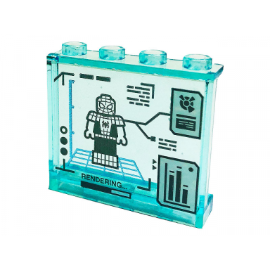 trans-light blue panel 1 x 4 x 3 with side supports - hollow studs with display screen with spider-man rendering.. and bar chart pattern sticker - set 76175
