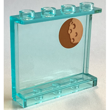 trans-light blue panel 1 x 4 x 3 with side supports - hollow studs with moon planet with craters pattern sticker - set 40687