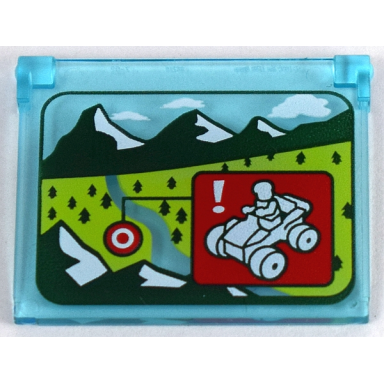 trans-light blue glass for window 1 x 4 x 3 - opening with mountains trees and atv target pattern