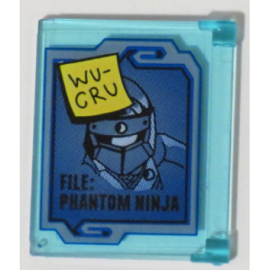 trans-light blue glass for window 1 x 4 x 3 - opening with blue screen with wu-cru sticky note and file: phantom ninja pattern sticker - set 70596