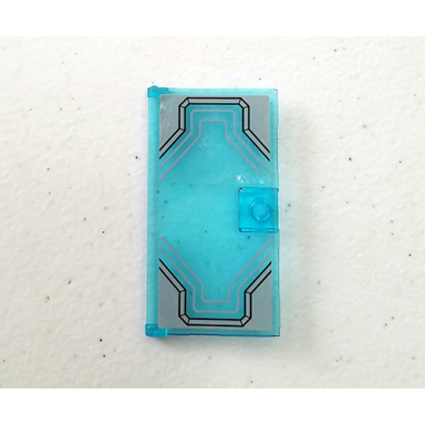 trans-light blue door 1 x 4 x 6 with stud handle with geometric light bluish gray pattern stickers - set 76088