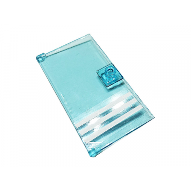 trans-light blue door 1 x 4 x 6 with stud handle with 3 white stripes pattern sticker - set 60141