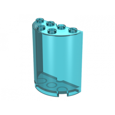 trans-light blue cylinder half 2 x 4 x 4