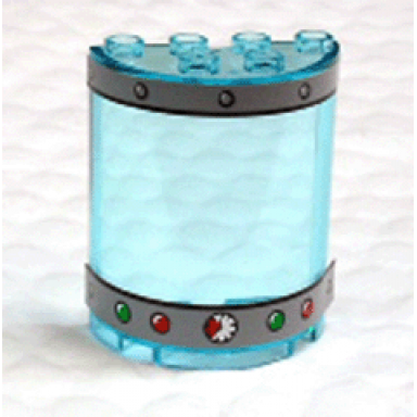 trans-light blue cylinder half 2 x 4 x 4 with gauge rivets and 4 lights pattern stickers - set 4981
