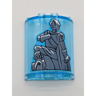 trans-light blue cylinder half 2 x 4 x 4 with prince statue pattern sticker - set 41145