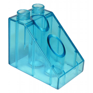 trans-light blue duplo brick 3 x 2 x 2 slope