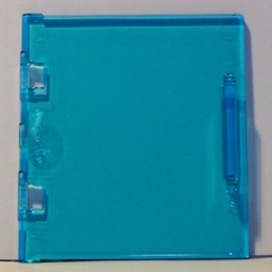 trans-light blue duplo furniture cabinet door 3 x 3 1 2 with hinge holes