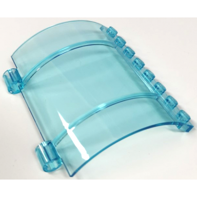 trans-light blue panel 5 x 8 x 3 2 3 curved with 2 axle holes