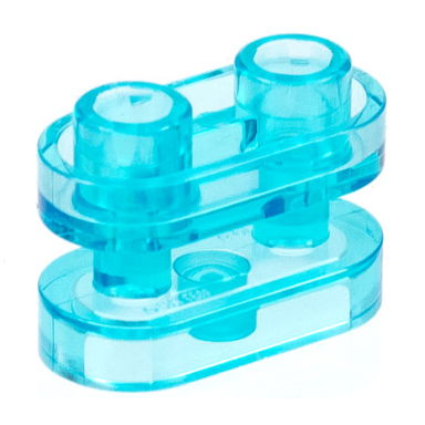 trans-light blue brick round 1 x 2 with hollow studs and open center with bars