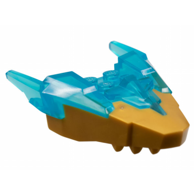 dragon head ninjago jaw upper with horns with molded pearl gold face pattern