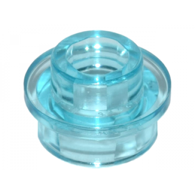 trans-light blue plate round 1 x 1 with open stud