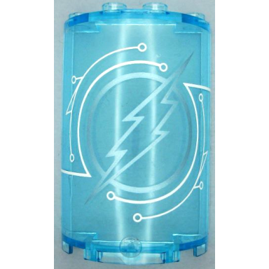 trans-light blue cylinder half 2 x 4 x 5 with 1 x 2 cutout with metallic light blue the flash logo and white circuitry pattern sticker - set 41239