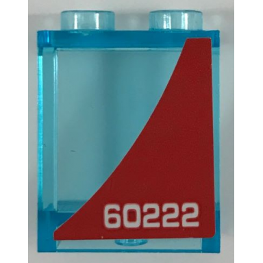 trans-light blue panel 1 x 2 x 2 with side supports - hollow studs with white 60222 on red background pattern model left side sticker - set 60222