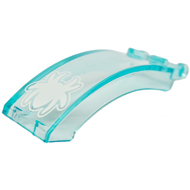 trans-light blue windscreen 6 x 2 x 2 with bar handle with white spider with curved legs pattern
