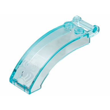 trans-light blue windscreen 6 x 2 x 2 with bar handle with white spider with bent legs pattern