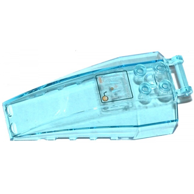 trans-light blue windscreen 8 x 4 x 2 with 4 studs and bar handle with head-up display hud with fire and target engage pattern sticker - set 70162