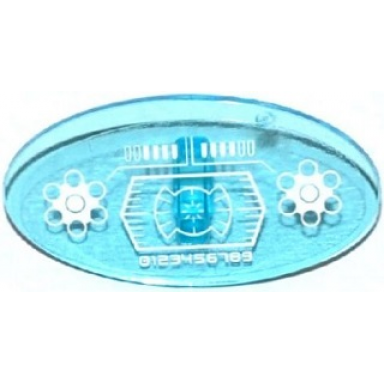 trans-light blue minifigure shield elliptical with head-up display hud weapon cylinders and 0123456789 pattern sticker - set 70173