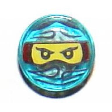 trans-light blue tile round 1 x 1 with ninjago trapped nya pattern