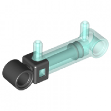 trans-light blue pneumatic cylinder with 2 inlets small 32mm