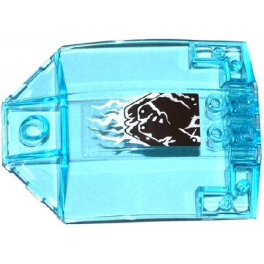 trans-light blue windscreen 8 x 6 x 2 curved sloped sides with dark brown and silver armor plates and white frost pattern sticker - set 70145