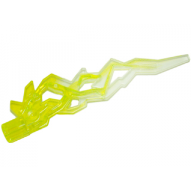 trans-neon green hero factory weapon accessory flame lightning bolt with axle hole with marbled trans-clear pattern
