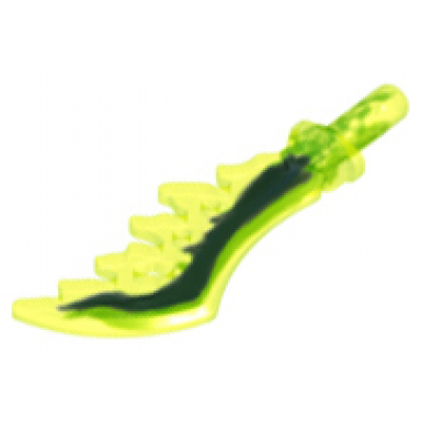 trans-neon green minifigure weapon sword serrated with marbled dark blue pattern