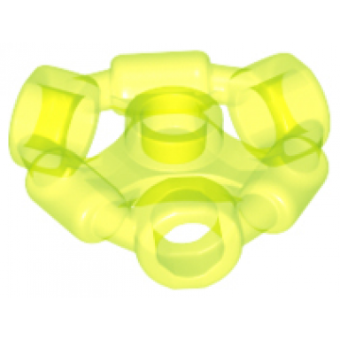 trans-neon green minifigure weapon holder ring with 3 bars and 3 bar holes ninjago aeroblade center - hollow stud