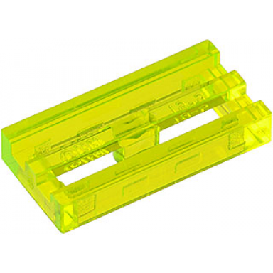 trans-neon green tile modified 1 x 2 grille with bottom groove