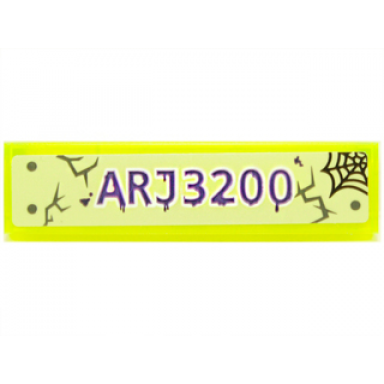 trans-neon green tile 1 x 4 with arj3200 spider web cracks and rivets pattern sticker - set 70734