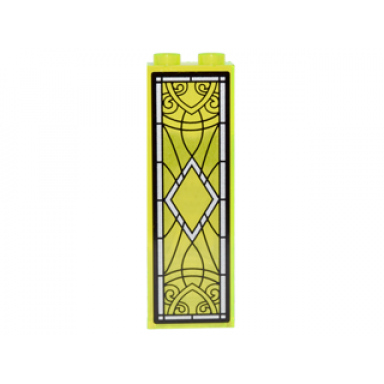 trans-neon green brick 1 x 2 x 5 with black and white stained glass with diamond pattern sticker - set 41180
