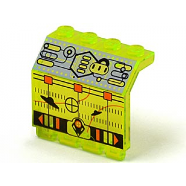trans-neon green panel 2 x 4 x 3 1 3 with hinge with ufo pattern