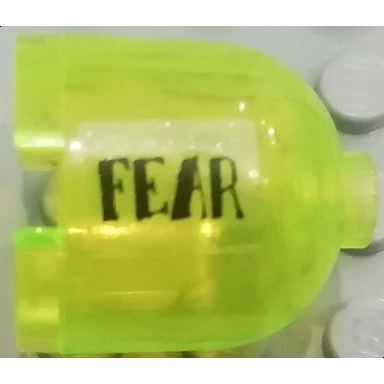 trans-neon green brick round 2 x 2 x 1 2 3 dome top with black fear pattern model left side sticker - set 7786