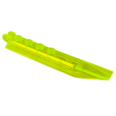 trans-neon green hinge plate 1 x 8 with angled side extensions 9 teeth and rounded plate underside